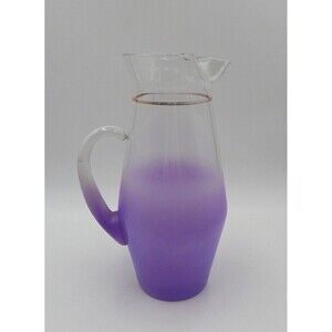 Blendo West Virginia Glass Lemonade Pitcher Frosted Lavender Glass 11.5 Inches
